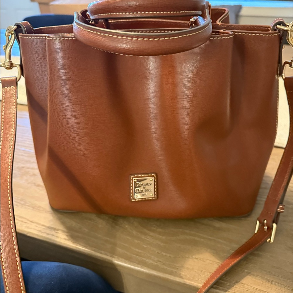 Dooney & Bourke Saffiano Brenna Tan Leather Shoulder Bag